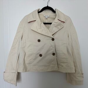 macy’s on 34th cream double-breasted crop trench coat